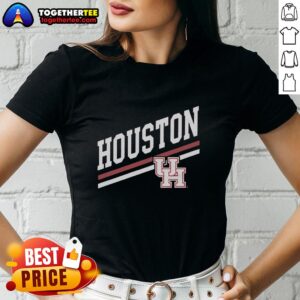 Official Houston Sideline Red Ladies Tee featuring team logo, perfect for fans supporting Houston sports.
