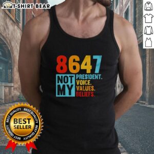 Political tank top featuring 'Not My President' slogan, reflecting voices, values, and beliefs in activism.