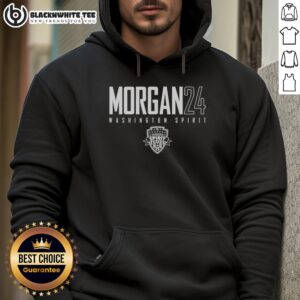 Good Morgan 24 Washington Spirit hoodie featuring team colors and logo, perfect for fans and casual wear.