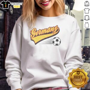 Original Germany Sports Text World Cup Football Sweatshirt featuring bold graphics and comfortable fit for fans.