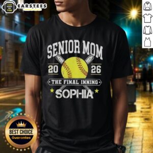 Alt Text: Awesome Senior Mom 2026 Personalized Softball Classic Bat Crossed T-Shirt for proud softball moms.