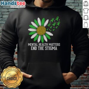 Alt Text: Nice Mental Health Matters End The Stigma Hoodie in blue, promoting awareness and support for mental health.