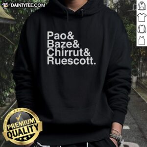 Premium Pao, Baze, Chirrut, and Ruescott hoodie featuring vibrant designs for fans of Star Wars merchandise.