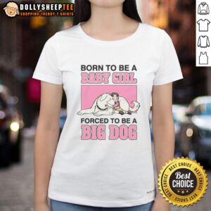 Baby girl graphic tee featuring a cute dog design, perfect for dog lovers and stylish ladies. Shop our ladies' tees!