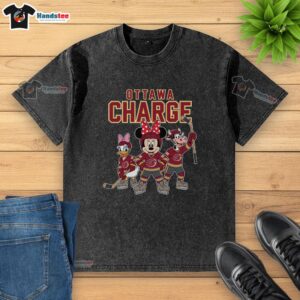 Nice Ottawa Charge cartoon team ice hockey washed t-shirt featuring vibrant graphics and a comfortable fit.