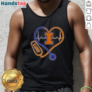 Alt Text: Heartfelt Nice Illinois Fighting Illini nurse tank top showcasing love for healthcare and team spirit.