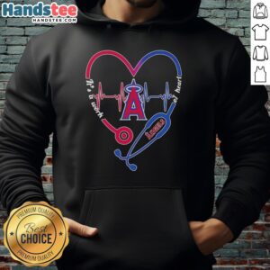 Alt Text: Awesome Los Angeles Angels stethoscope heartbeat hoodie, a perfect blend of sports and heart-themed design.