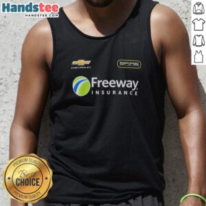 Official Daniel Suarez Spire Motorsports Freeway Insurance Chevrolet team tank top featuring vibrant team colors and logo.