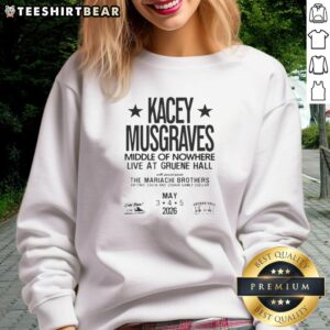 Top Kacey Musgraves Middle of Nowhere live sweatshirt design from 2026 concert at Gruene Hall, showcasing vibrant colors.