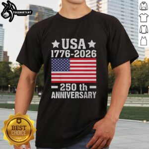 Awesome USA 1776-2026 250 Anniversary Flag T-Shirt featuring a patriotic design celebrating American history.