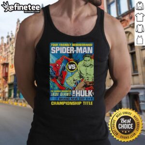Hot Spider-Man and the Hulk tank top featuring championship title design, perfect for fans of superhero apparel.