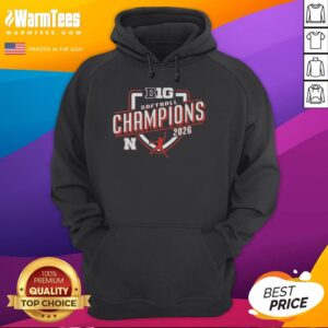 Official Nebraska Cornhuskers Big Ten Champs 2026 Softball Hoodie featuring team colors and logo, perfect for fans.