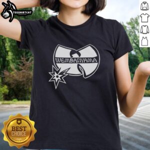 Good Victor Wembanyama X Wu-Tang Clan San Antonio Spurs logo mashup ladies tee featuring vibrant designs and team spirit.