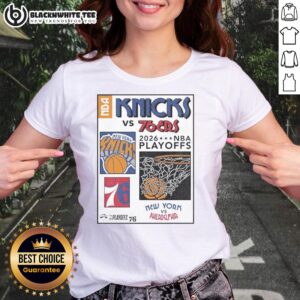 Good New York Knicks Playoffs Ladies Tee for Round 2 Match-Up, featuring team colors and logo for passionate fans.