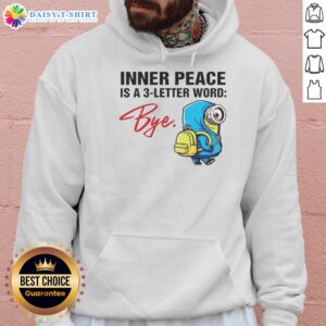 Alt Text: Original Minion Inner Peace Is A 3 Letter Word Bye Hoodie featuring a vibrant graphic design and cozy fit.