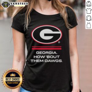 Alt Text: Hot Georgia Bulldogs How 'Bout Them Dawgs big logo ladies tee in vibrant colors, perfect for game day style.