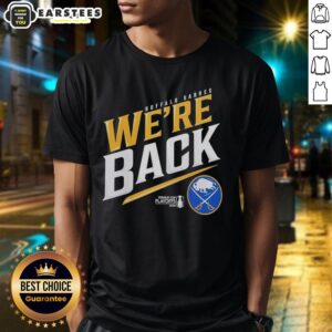 Awesome Buffalo Sabres Stanley Cup 2026 We're Back T-Shirt featuring team colors and logo, perfect for fans.