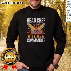 Good Double Knights Head Chef graphic sweatshirt in a cozy kitchen setting, perfect for culinary enthusiasts.