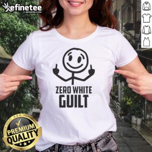 Nice Zero White Guilt Middle Fingers Ladies Tee featuring bold graphic design on a stylish women's t-shirt.