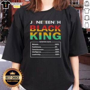 Alt Text: Awesome Juneteenth Black King Nutrition Facts Ladies Tee design featuring vibrant colors and festive graphics.