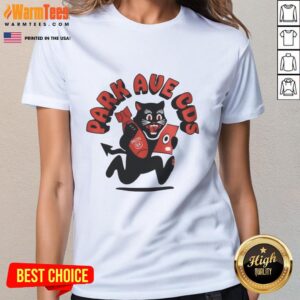 Premium Black Cat Park Ave Cos Ladies Tee featuring a stylish design, perfect for casual wear and cat lovers.