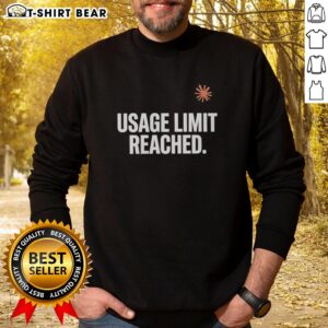 Original Usage Limit Reached Sweatshirt in black, featuring a bold graphic design, perfect for casual wear and trendsetters.