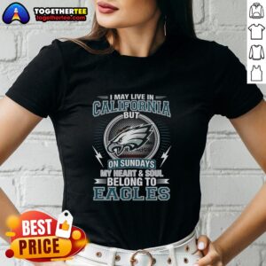 Awesome Philadelphia Eagles NFL ladies tee showcasing team spirit for fans living in California on game days.
