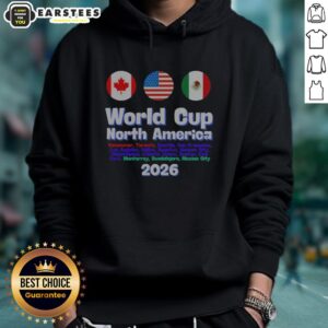 North America soccer fan wearing a Nice World Cup 2026 hoodie, showcasing team spirit and vibrant colors.