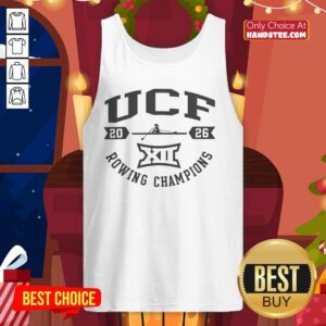 Alt Text: Hot UCF Knights white tank top celebrating Big 12 2026 Rowing Champions, perfect for fans and athletes alike.