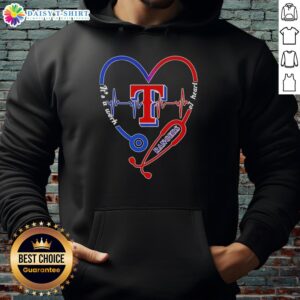 Top Texas Rangers stethoscope heartbeat hoodie design, showcasing a stylish blend of sports and healthcare themes.