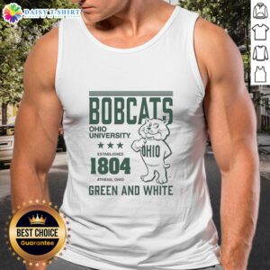 Vintage tank top featuring Ohio Bobcats logo, celebrating the university established in 1804, perfect for fans.
