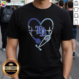Alt Text: Top Tampa Bay Rays Stethoscope Heartbeat T-Shirt - Its A Work Of Heart design for baseball and medical fans.