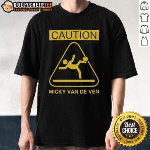 Pretty Micky Van De Ven Tottenham Hotspur t-shirt featuring a caution slide kick design for fans and collectors.
