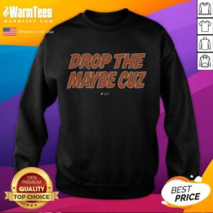Model wearing the Nice Drop The Maybe Cuz sweatshirt in a casual setting, showcasing its stylish design and comfort.