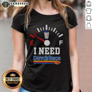 Stylish 'Hot I Need Dutch Bros Coffee' ladies tee featuring vibrant colors and a trendy design for coffee lovers.