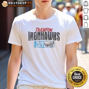 Alt Text: Top Trenton Ironhawks Est 2026 logo t-shirt featuring vibrant design and team colors for fans and supporters.
