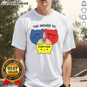 Original The Answer To Everything 42 T-Shirt featuring a bold design and iconic number 42 for fans of sci-fi and humor.