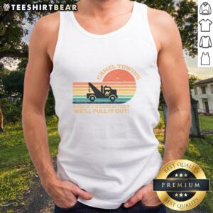 Funny tank top featuring retro adult humor saying from Good Camel Towing, perfect for casual and humorous outfits.