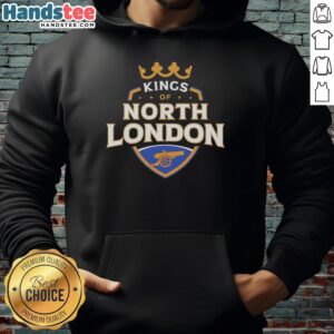 Official Kings of North London Arsenal soccer hoodie featuring bold team graphics and comfortable fit for fans.