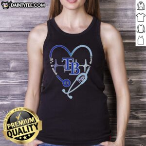 Alt Text: Awesome Tampa Bay Rays stethoscope heartbeat tank top design showcasing a creative sports-themed graphic.