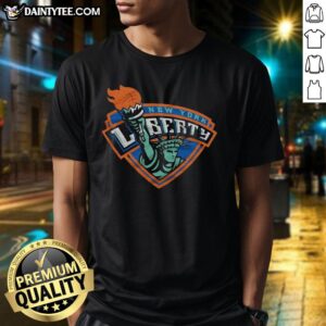 Awesome New York Liberty '97 T-Shirt featuring vintage design and team colors, perfect for fans of women's basketball.