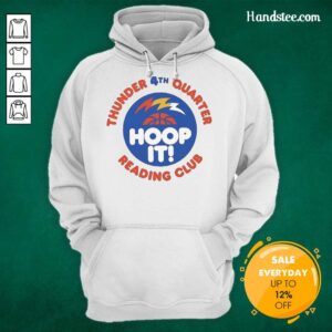 Premium Thunder 4th Quarter Reading Club Basketball Hoodie in black, featuring a stylish design for sports enthusiasts.