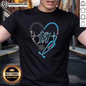 Top Miami Marlins Stethoscope Heartbeat T-Shirt showcasing a vibrant design for sports fans and medical professionals.