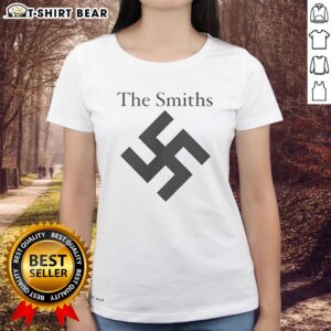 Top The Smiths Swastika Logo Ladies Tee showcasing a stylish design for fans of The Smiths band merchandise.