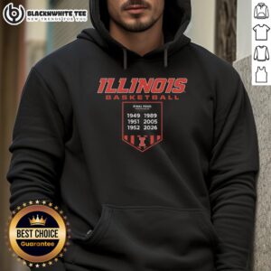 Alt Text: Top Illinois Fighting Illini Basketball Final Fours Banner Hoodie showcasing team pride and championship history.