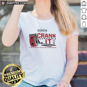 Top Carolina Hurricanes NHL Rinky Crank It Sound The Siren 2026 Playoffs Ladies Tee featuring team colors and logo.
