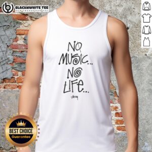 Good Tower Records No Music No Life tank top featuring a bold graphic design celebrating music culture.