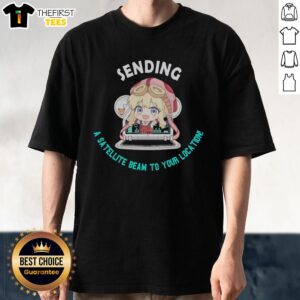 Official Tita Russell Sending A Satellite Beam To Your Location T-Shirt featuring vibrant graphics and a modern design.