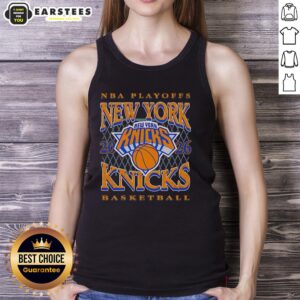 Pretty New York Knicks Basketball NBA Playoffs 2026 retro hoop tank top featuring vibrant team colors and logo.
