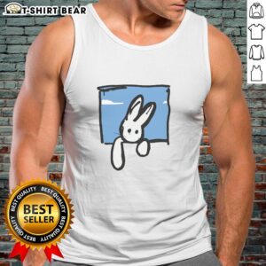Awesome blue bunny tank top featuring a playful bunny design, perfect for casual summer wear and animal lovers.